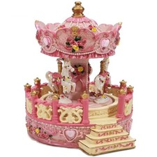 Giostra rosa carillon di natale cavalli per bambini carosello movimento carica m