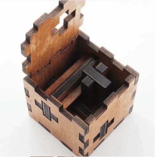 Scatola legno cubo puzzle - di,
