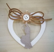 Applicazione Cuore Legno sposi bianco bomboniera matrimonio 0NZL