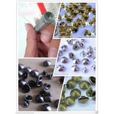 Da 50 a 1000pz borchie cono a rivetto 9mm colori ARGENTO/ORO/BRONZO/NERO+punzone