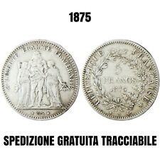 MONETA 5 FRANCS FRANCHI 1875 REPUBLIQUE FRANCAISE LIBERTE EGALITE FRATERNITE