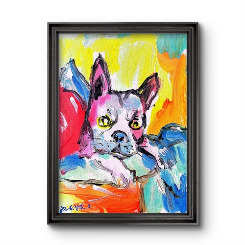 Aleph cane dipinto mano 9x12 - dipinto, a