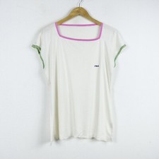 Maglia Fila Taglia M Donna Logo Comodo Cotone Pratico Tinta Unita Bianco Woman