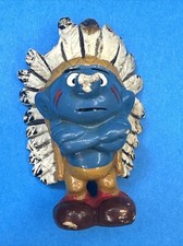 PUFFI SMURFS VINTAGE Puffo raro capo indiano smurf schleich Peyo 1981
