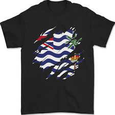 Torn Bandiera Inglese Indiano Oceano Territory T-Shirt 100% Cotone