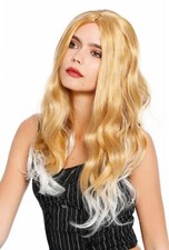 Parrucca Donna Lunga Ondulata Con Riga Centrale Bionda Biondo Platino