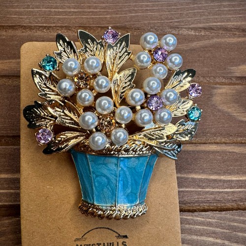 Spilla mazzo fiori blu - di,