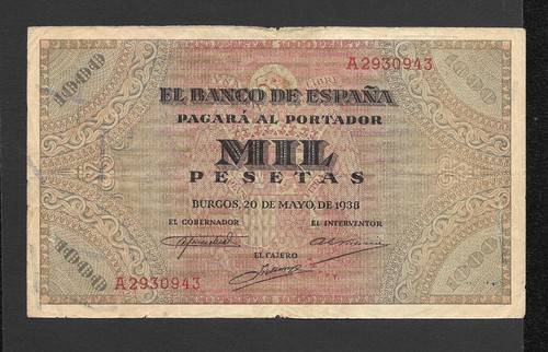 1000 pesetas 1938 serie - pesetas, a