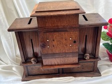 Antico humidor vittoriano in legno portasigari e tabacco da collezione armadio