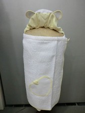 ACCAPPATOIO NEONATO CON CAPPUCCIO ORECCHIE ORSETTO E TASCA CUORE DA RICAMARE