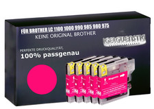5 cartucce di inchiostro compatibili per Brother LC1100 DCP 145C magenta