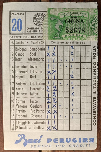 Schedina totocalcio tagliando - schedina,
