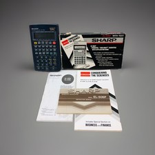 Calcolatrice scientifica vintage Sharp EL-512-T inc scatola originale manicotto manuali