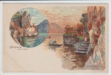 PRIMI '900 - ANTICA CARTOLINA LITOGRAFICA DI GANDRIA - LAGO DI LUGANO -F.PICCOLO