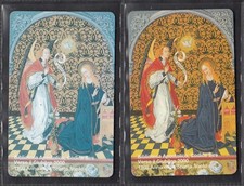 COPPIA SCHEDE TELEFONICHE VATICANO N. 48 SIRE VARIETA' CORNICE BLU E SFONDO ROSA