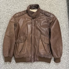 Giacca pelle vintage Mirage L anni 90 bomber marrone US Air Force aviator jacket