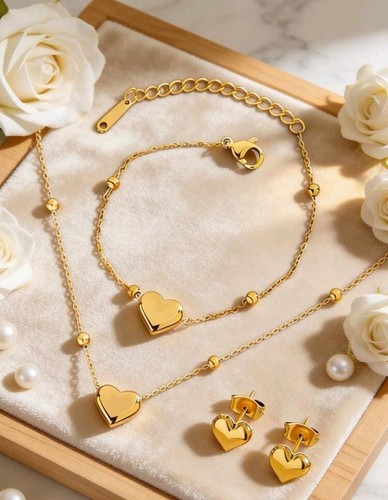 Set gioielli cuore oro macchie