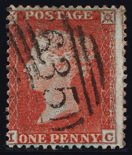 1855 penny red spec plate - penny,