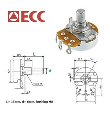 ECC 24mm 10KB, potenziometro lineare mono (QB3)