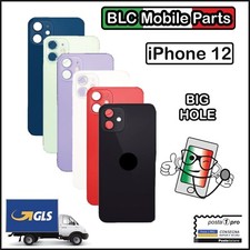 VETRO SCOCCA IPHONE 12 BACK COVER BIG HOLE COPRI BATTERIA APPLE BIANCO NERO RED