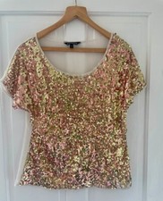 Top in paillettes manica corta