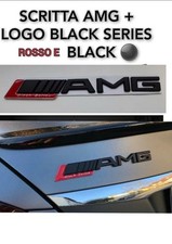 AMG SCRITTA STEMMA LOGO ADESIVO PER MERCEDES NERO + Black Seri COFANO POSTERIORE