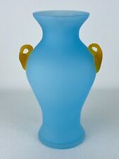 Murano Anfora Vetro Vaso Azzurro E Giallo Modernariato Design 1980