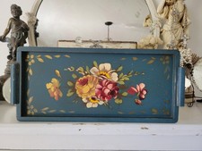 Vassoio vintage Tole Ware nero