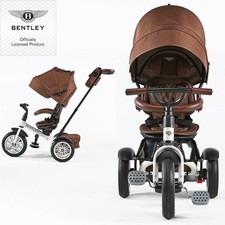 Originale BENTLEY TRIKE satinato bianco marrone passeggino passeggino triciclo