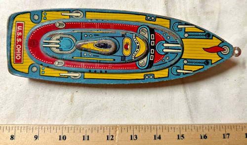 Marx vintage tin battleship - vintage,