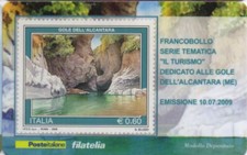 ITALIA 2009 GOLE DELL' ALCANTARA MESSINA TESSERA FILATELICA FRANCOBOLLO