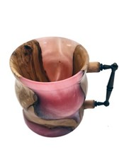 Boccale in legno di Olivo e resina manico in metallo