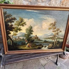 Dipinto Antico Olio Su Tela