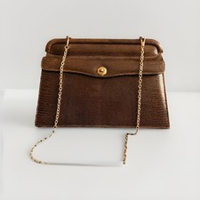 BORSA MARRONE DONNA IN VERA LUCERTOLA VINTAGE ANNI 50