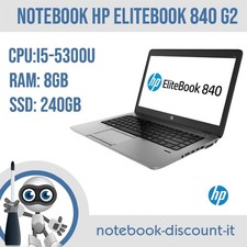 Notebook HP EliteBook 840 G2  Cpu i5-5300u Ram 8gb SSD 240gb  Win10P  GRADO A-