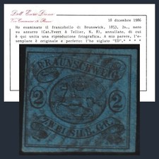 Germania 1853 Brunswick 2 s. n 8 Certificato Diena Usato Braunschweig Old States