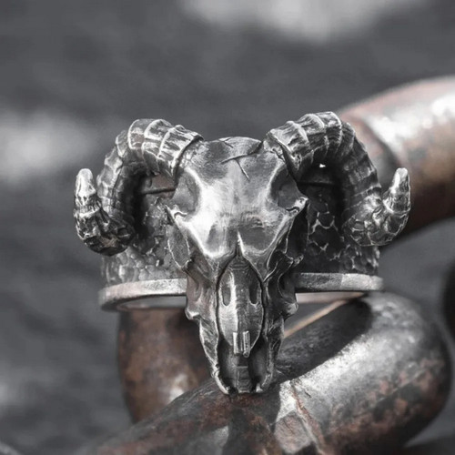 Anello aperto teschio ram - teschio,