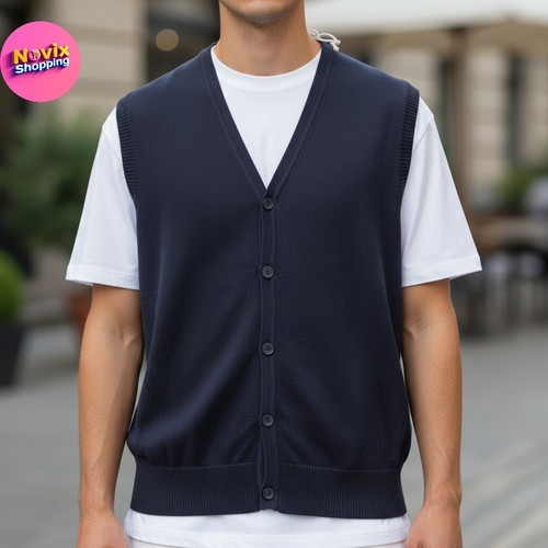 Gilet uomo blu cotono - blu, %