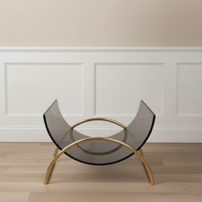 Portariviste Design GALLOTTI & RADICE Vetro Fumé Ottone Modernariato Anni 70