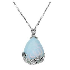 Collana ciondolo goccia autentica pietra di luna naturale GARANZIA argento NUOVA