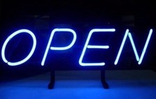 Open Blue 17" Neon Sign Lamp Light Gift Bar Wall With Dimmer