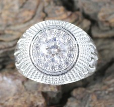Bianco Diamante Solitario 1.19 KT Rotondo Taglio Certificato Uomo Anello Gift Di