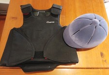 FOUGANZSA CASCO DA EQUITAZIONE VELLUTO GRIGIO + PETTORINA NERO TG. XS/S