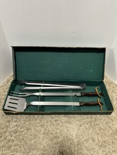 Set Barbecue Vintage Cutco 3 Pezzi Inox BBQ Griglia Spatola Forchetta Pinze 341
