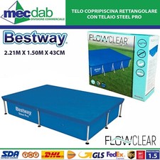 Telo Copri Piscina Bestway 58103 Rettangolare 2.21m x 1.50m x 43cm FLOW CLEAR