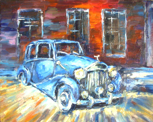 Quadro olio originale auto blu