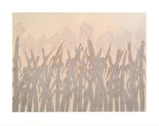 Hassan Fathi 100x125 campo di cotone avorio serigrafia materica