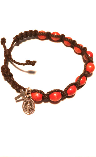 Bracciale decina rosario croce - bracciale,
