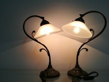 COPPIA LAMPADE VETRO E OTTONE