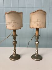 Coppia Di Abat-jour Anni 50 Con Paralumi Ricamati Lampade Da Comodino